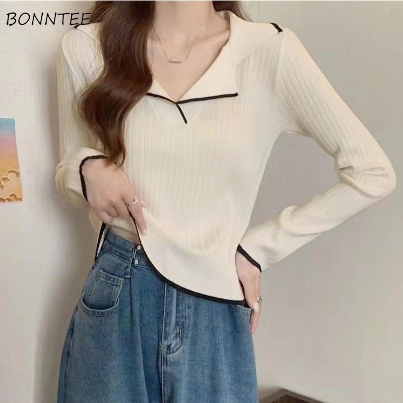 

Pullovers Women Elegant Autumn Knitting Fashion Sweet Design Leisure Simple Personality Creativity Korean Sty Temperament Ladies