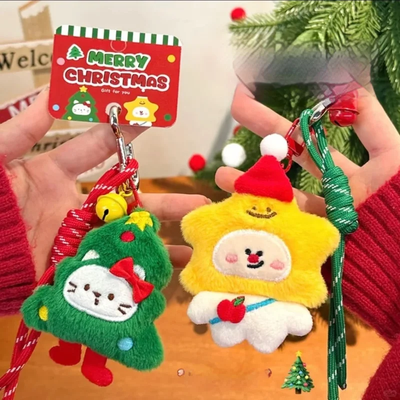 Christmas Tree Kitten Plush Doll Backpack Pendant Keychain Gingerbread Man New Year'S Festival Gift Party Decoration Snowman Elk