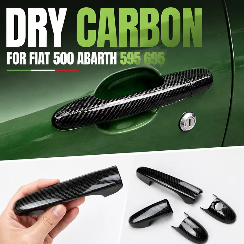 For Abarth 595 595C 695 For Fiat 500 Real Dry Carbon Fiber Door Handle Cover 08-23 Exterior Decoration Modification Body Kits