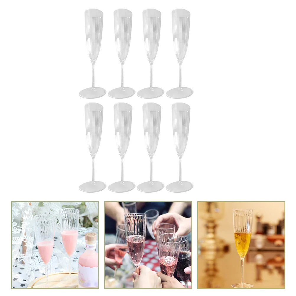 

8pcs Plastic Flutes Disposable Unbreakable 180Ml Goblets For Wine Soda Desserts Party Wedding Event Clear