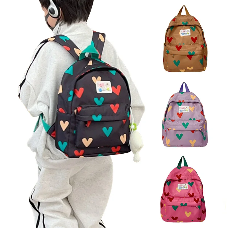 

Kindergarten Elementary Fashion School Bag Sweet Love Print Boys Girls Backpack Cute Japanese Children's Backpack On Outings