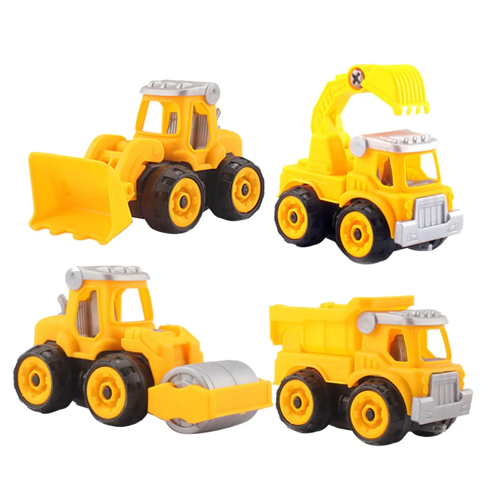 4Pcs DIY Disassembly Engineering Car Creative Excavator Set for Kids Educational Early Learning Truck Simulation Fun Play
