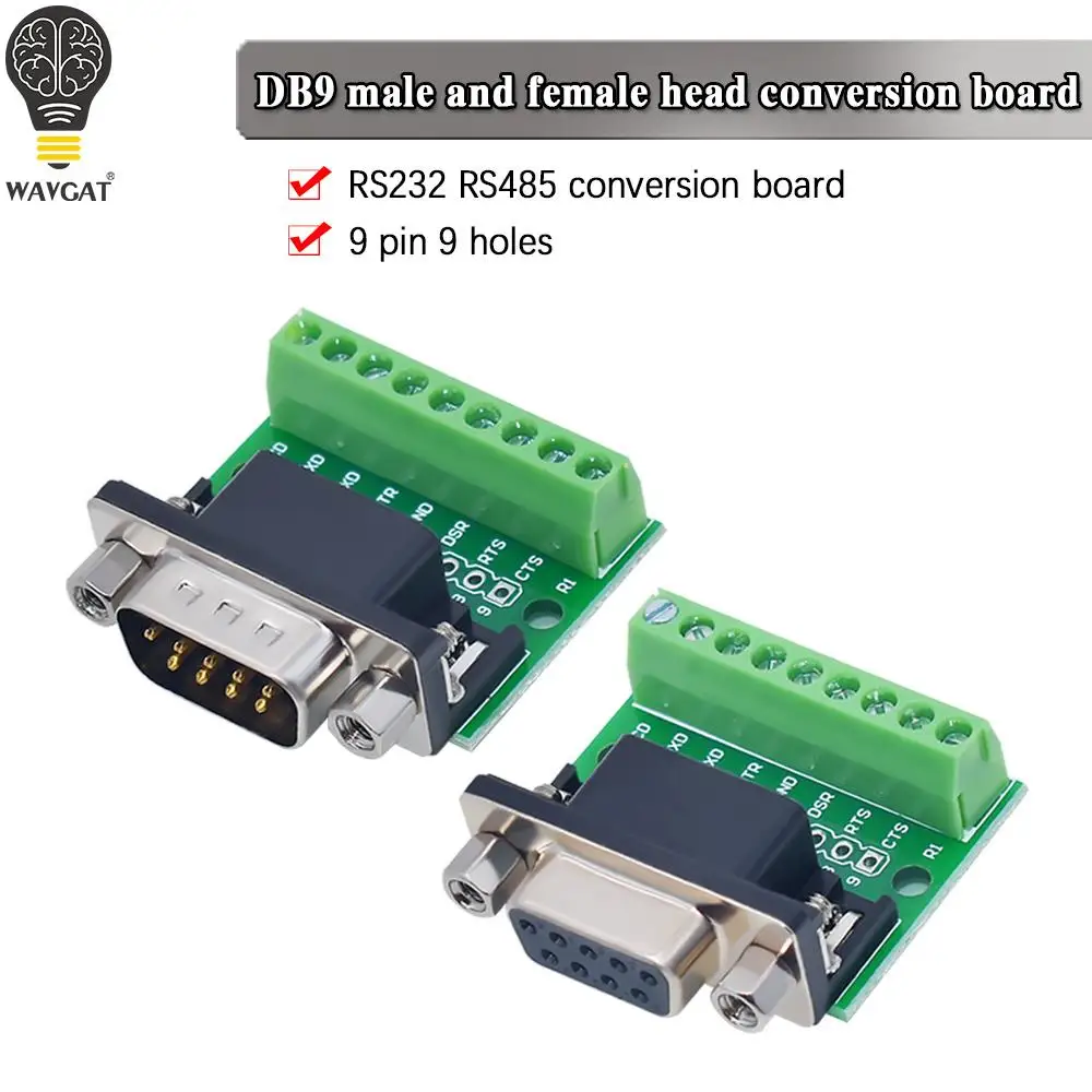 DB9 Male Female Adapter Signals Terminal Module RS232 RS485 Serial To Terminal 9-Pin 9-Hole Connector