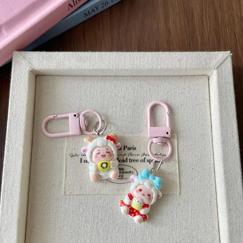 Cute Sheep Shape Keychain Soft Lightweight Backpack Pendant Decor Portable Key Ring for Kids Girls Christmas Surprise Gifts