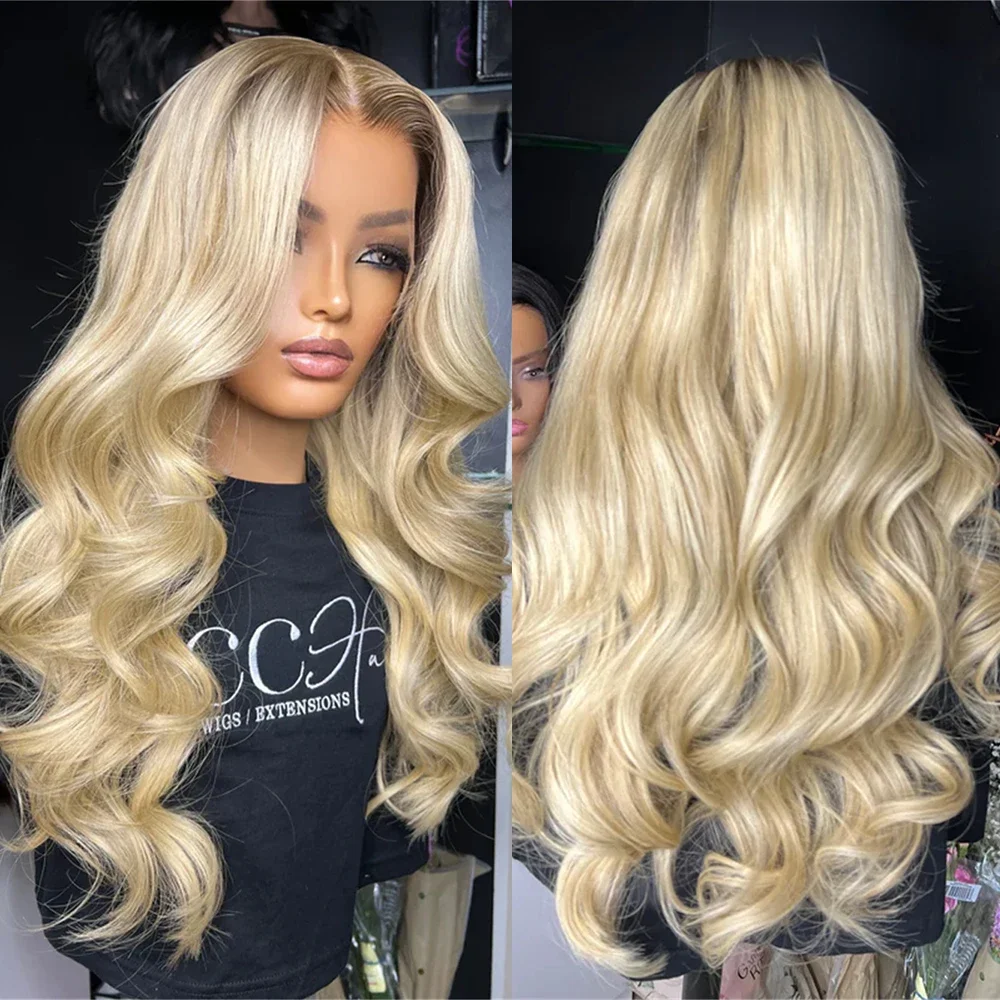 

Soft Ombre Blond Wave Hair 150 density and 13×4 100%human hair wig lace front wig, with baby hair pre plucked