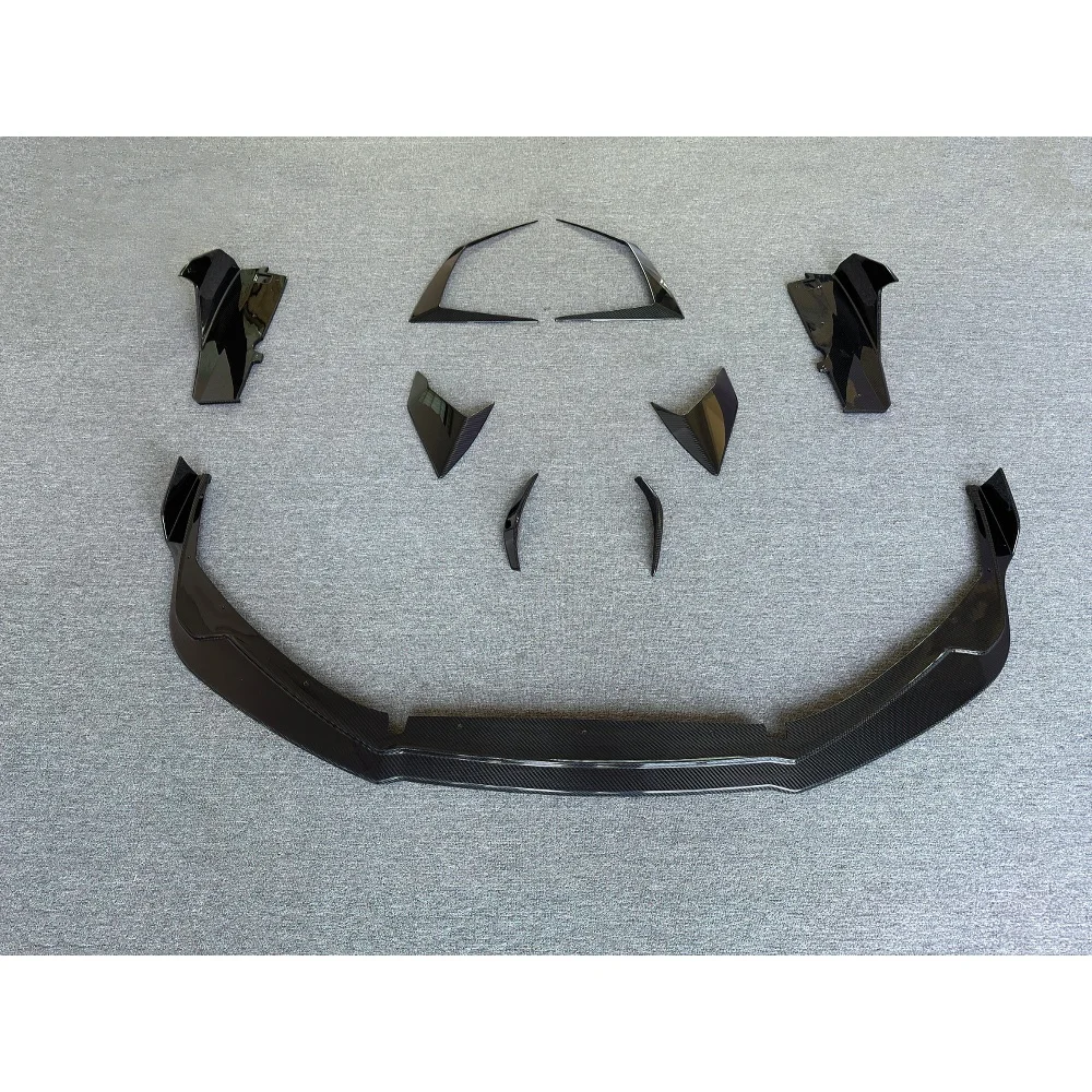 Modified V-style Dry Carbon Fiber Front Lip Side Skirt Decorative Wind Blade Small Surround Kit for Lamborghini Hurricane STO