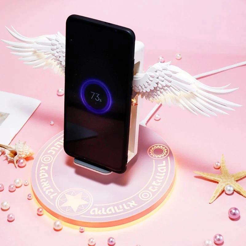 10W Angel Wings Fast Wireless Charger Universal Colorful Qi Wireless Charge Dock for iPhone14/13 Samsung Galaxy Charger Holder