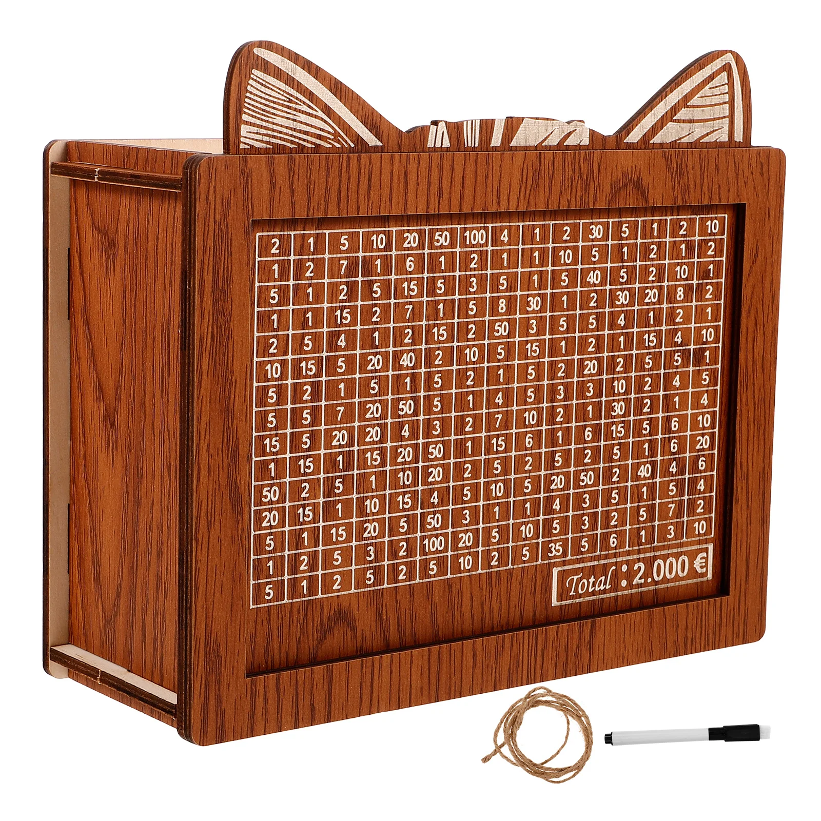 

Wooden Piggy Brown 2000 Euros 20x14 5x6 6cm Savings Goal Money Box Adults Piggy Bank Storage Container