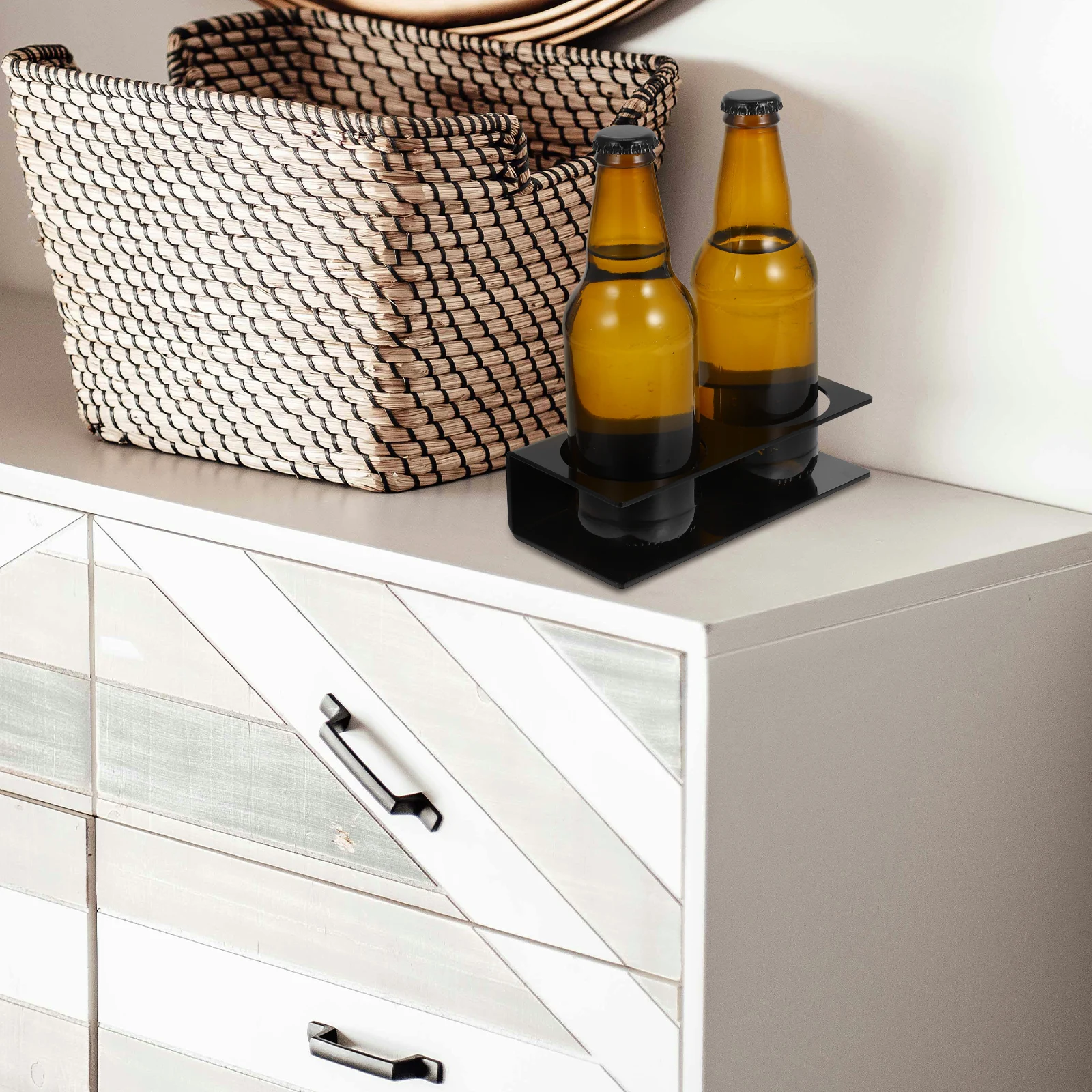 

1pcs Acrylic Cup Drink Acrylic Drink Holder With 2-Slots Bottle Stand Organizer Rack for Hotel Supermarket Home Compact