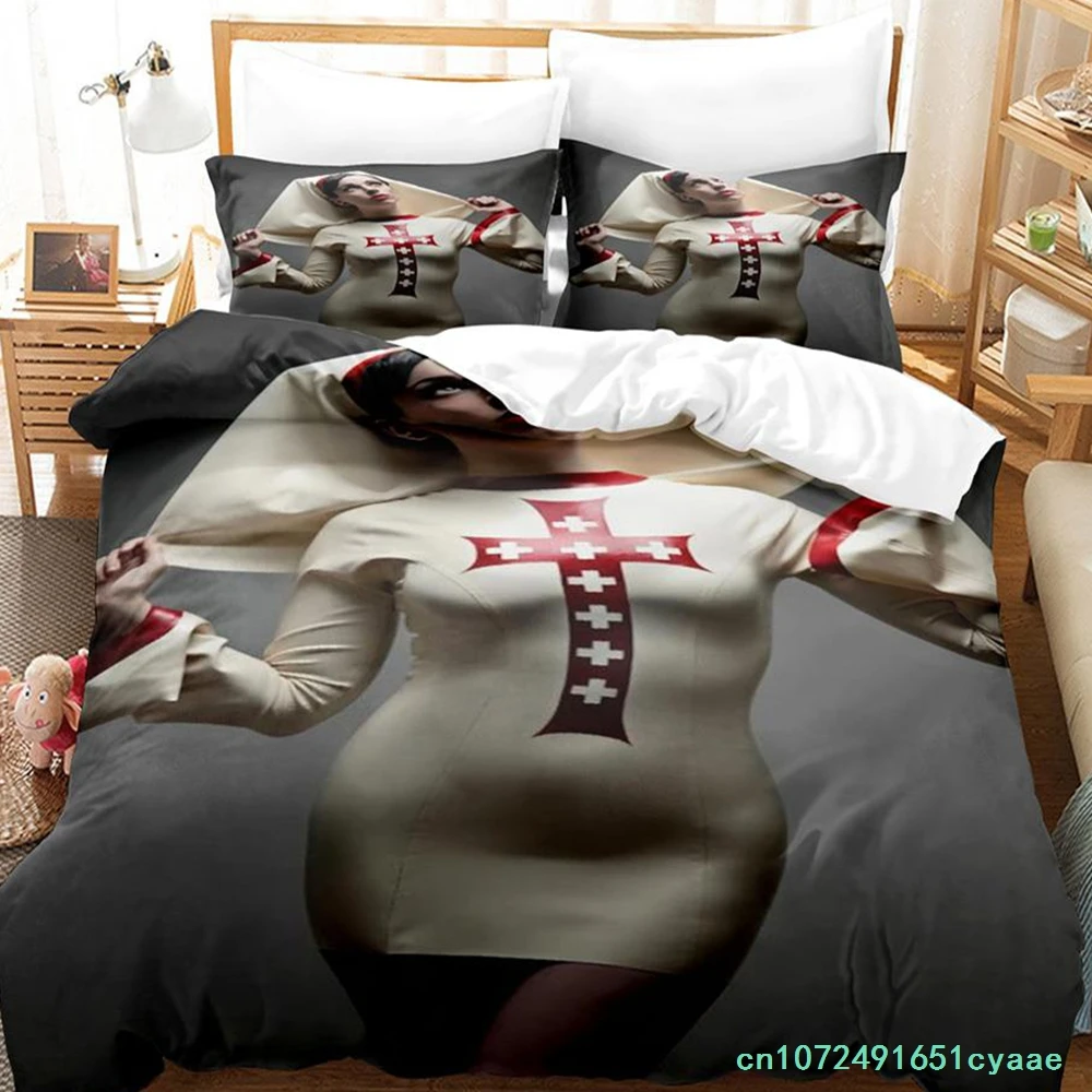 Sexy Nun Nonne Religieuse Pin Up Church Of Satan Anton Lavey Bedding Set Single Twin Full Queen Bed Set Bedroom Duvetcover Sets