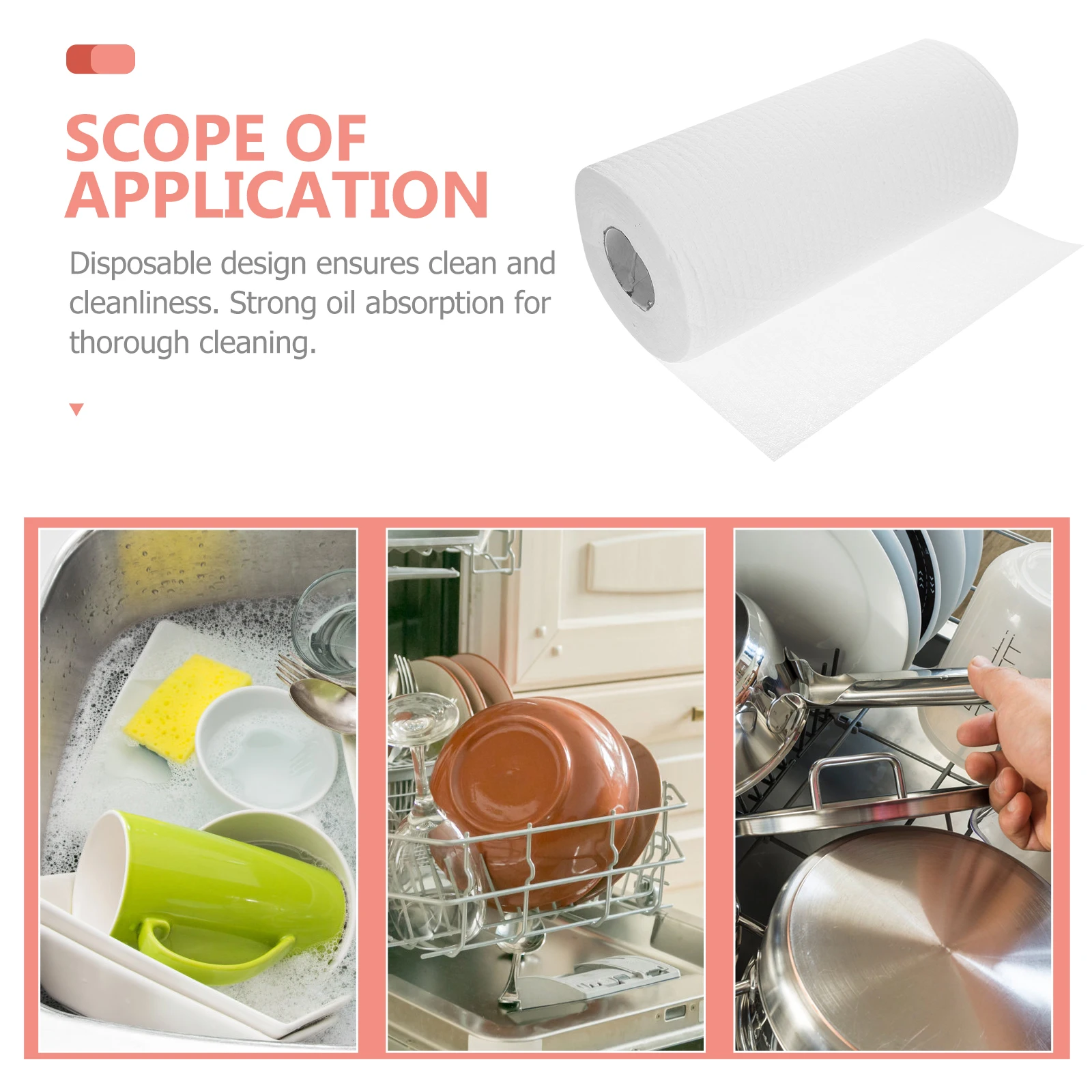 

200 Pieces Disposable Cleaning Cloths 25x25cm White Kitchen Towels Absorbent Dry Wet Rag Roll Home Practical Use
