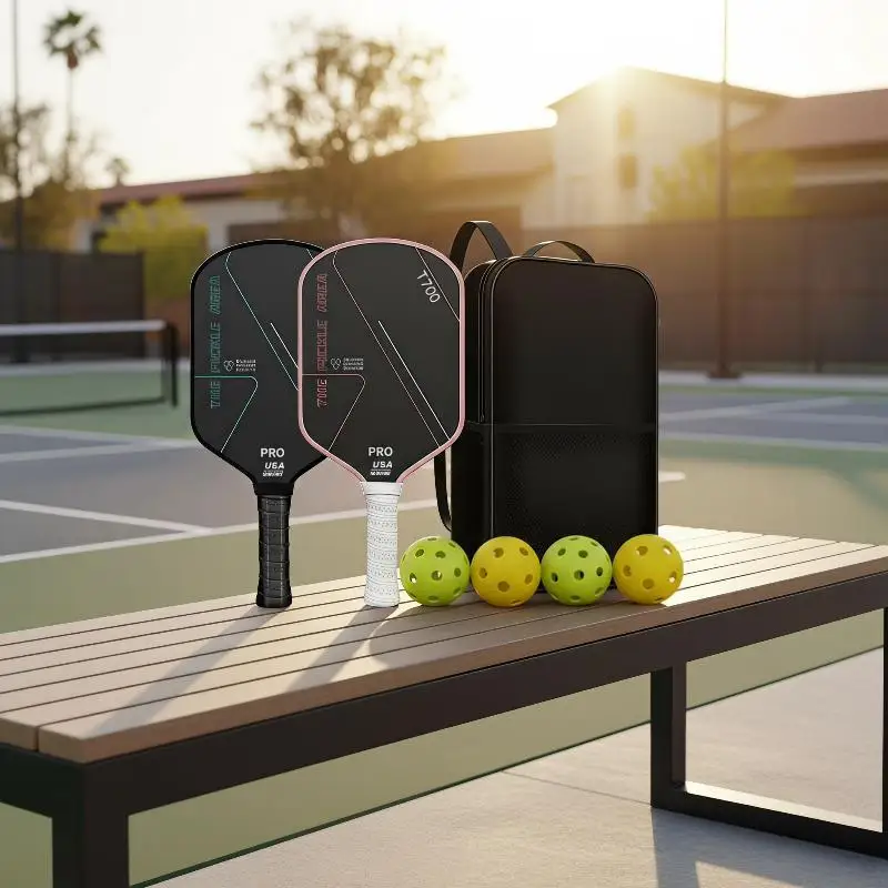 T700 Carbonfaser-Pickleball-Schläger-Set mit ergonomischem Griff, inklusive Aufbewahrungstasche und Bällen für das Heimtraining im Innenbereich. – Detail 11