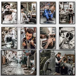 Barber Shop Art Canvas Posters Haircut and Shaving Tattoo Painting Wall Prints Picture Barber Shop Fashion Salon Bar Home Decor