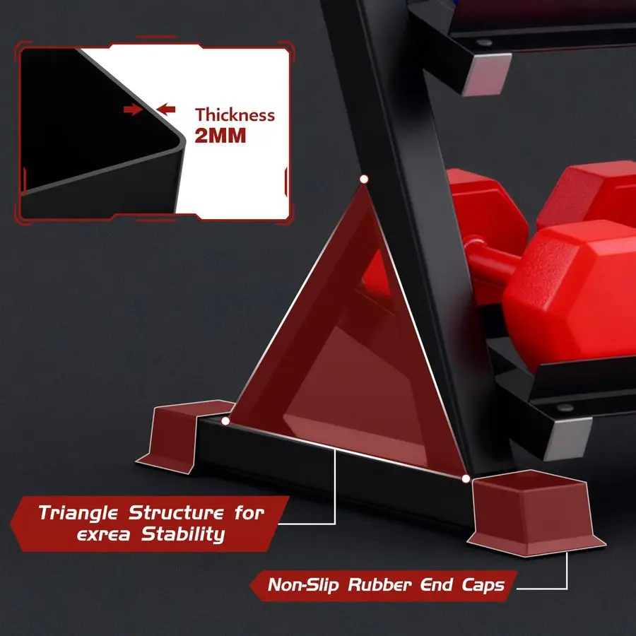 رف الدمبل من 3 طبقات منظم تخزين الوزن متعدد المستويات لصالة الألعاب الرياضية المنزلية، رف الوزن للدمبل، أجراس Kettlebells، سعة 1100 رطل Ra