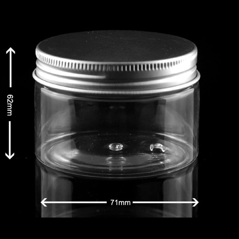 

Transparent Pet Plastic Containers With Aluminum Lid Empty Lotion Bottles 7.1X7.1X6.2Cm Leakproof Lightweight Travel