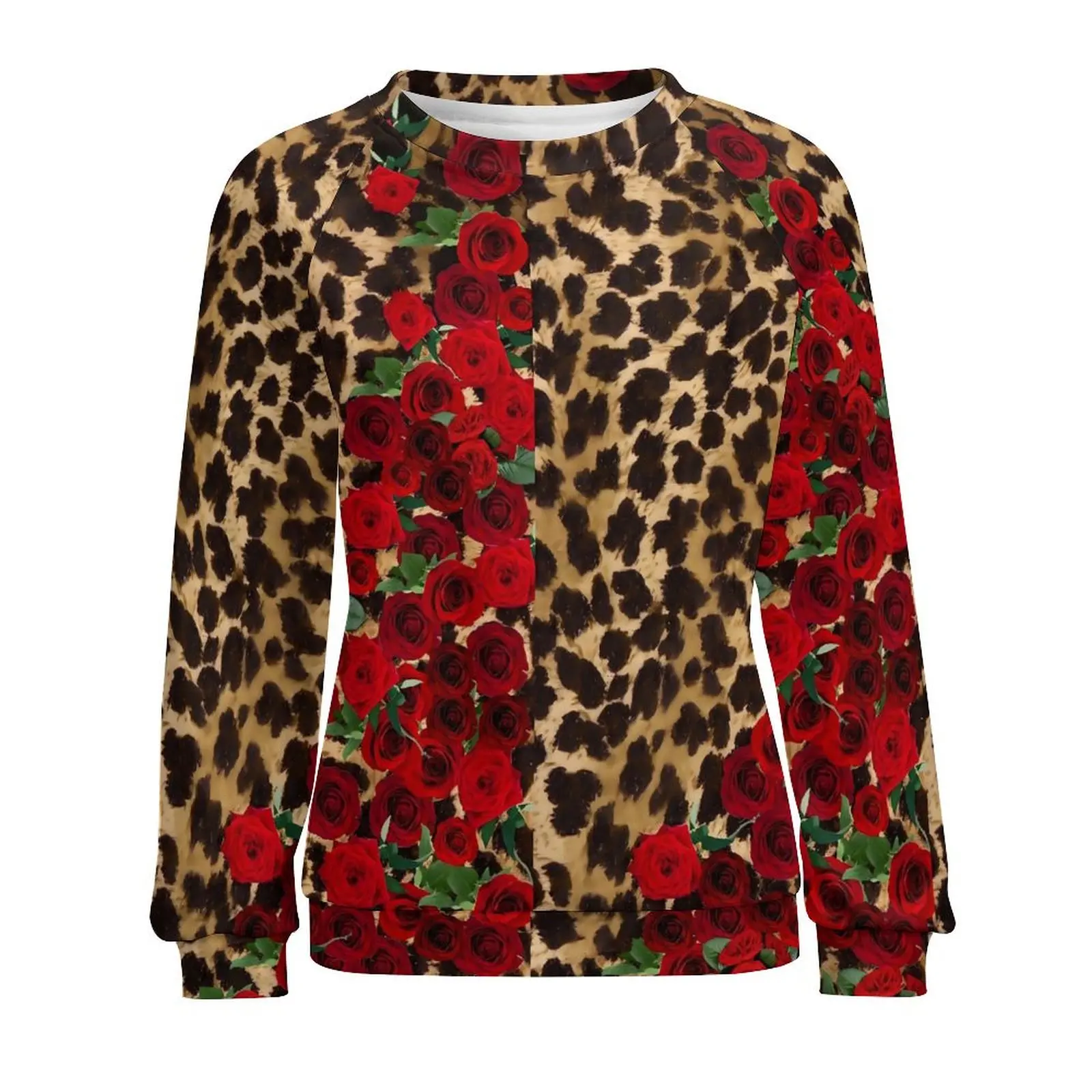 Floral Leopard Casual Hoodies Retro Roses Print Y2k Hoodie Winter Long Sleeve Street Wear Oversize Sweatshirts Birthday Gift