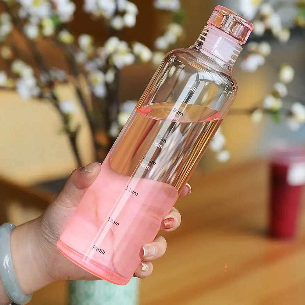 Botella de agua estilo INS de 500/750ML, botella de jugo transparente, taza para beber a prueba de fugas para deportes al aire libre