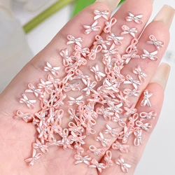 20/10Pcs Pink Ballet Dancing Shoes Bow Nails Charm Bow-Tie Nail Art Decoration French Ballerina Girl Bow Manicure Ornaments 8mm