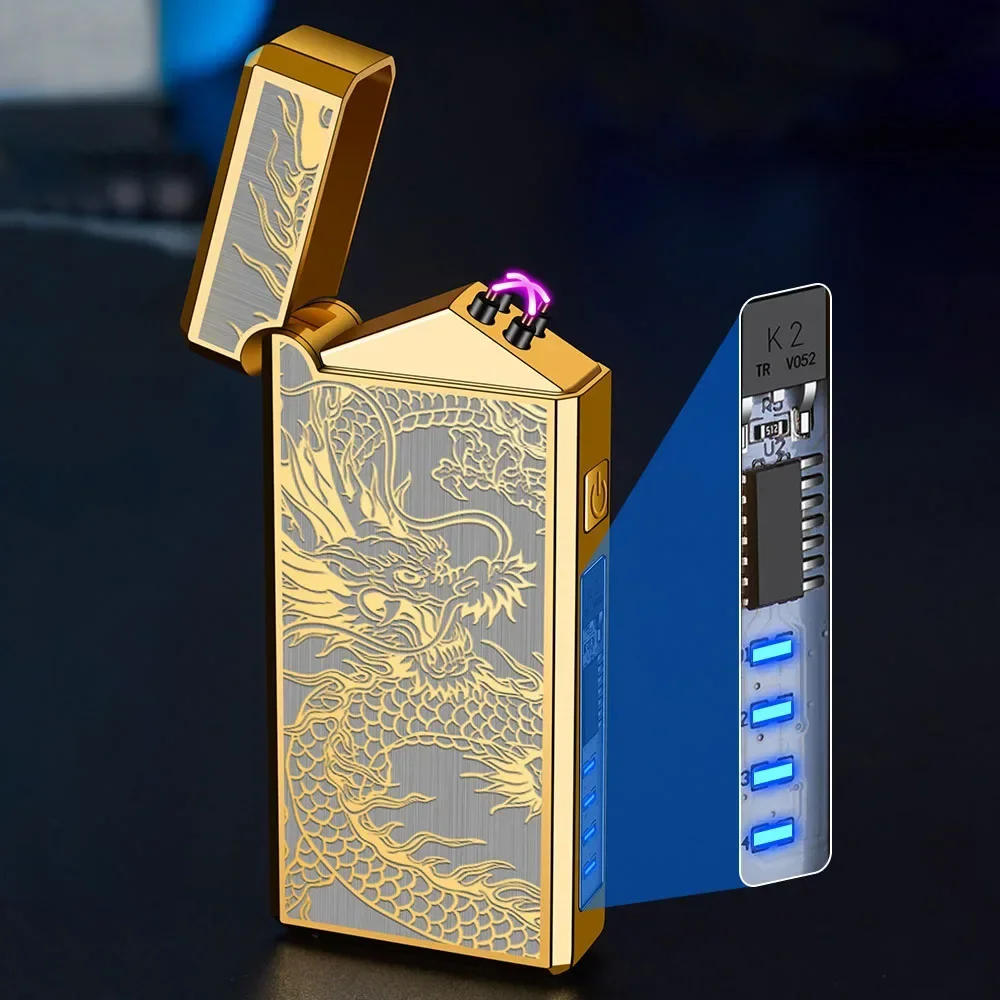 Type C Cool Lighters Fast Charging 500mA Windproof USB Rechargeable Electric Lighters Metal Outdoor Camping ARC Plasma Lighters