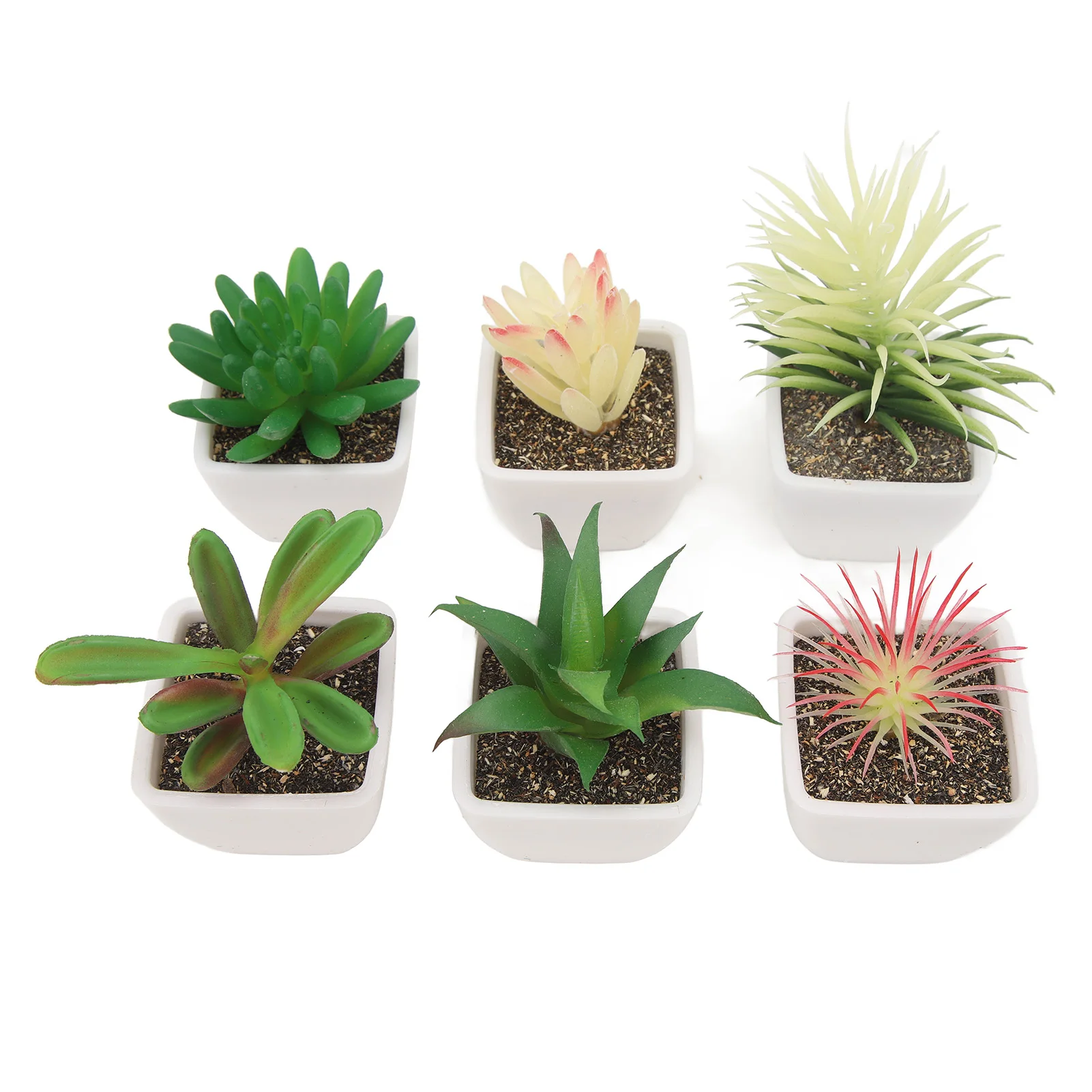 

6Pcs Artificial Succulents Potted Plastic Simulation Plants In Pots Home Living Room Office Desktop Decoration