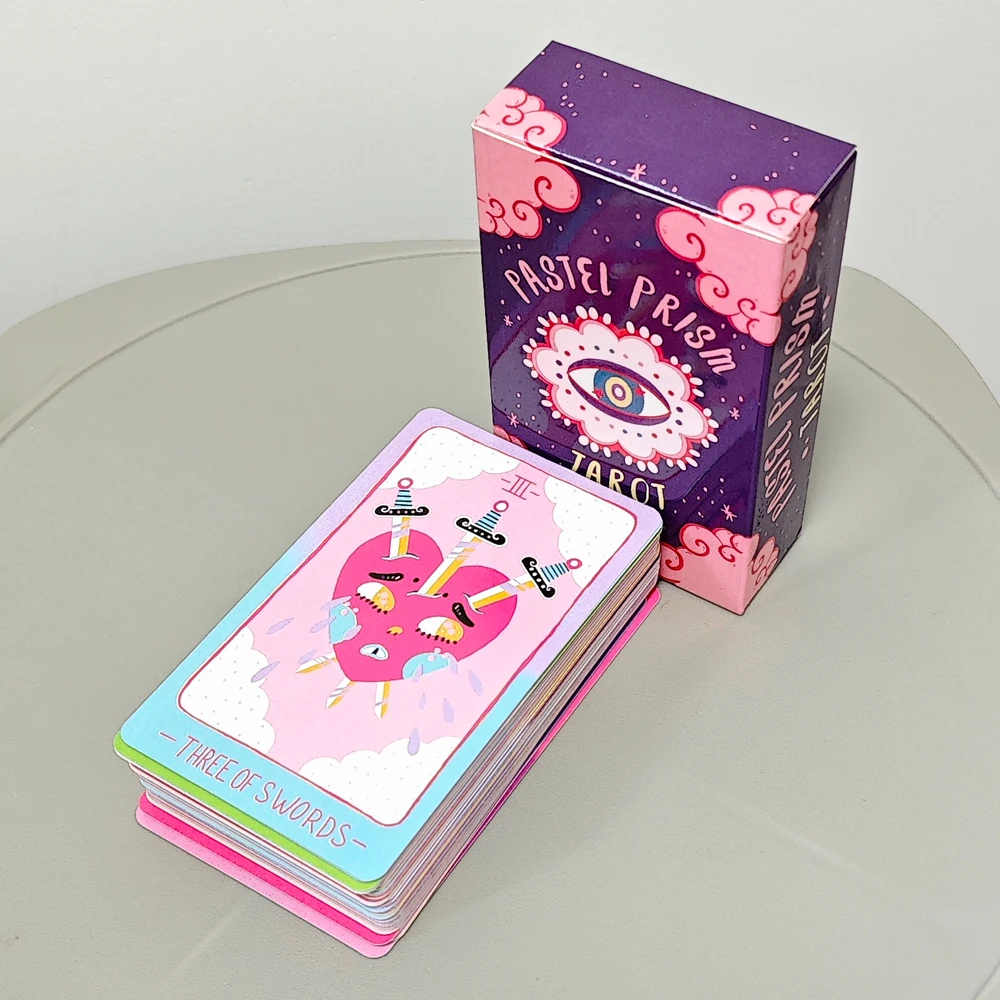 Pastel Prism Tarot Deck 78 Pcs Tarot Cards Imbued with The Soothing Tones of A Pink and Sky-blue Color Palette - 10.3*6cm