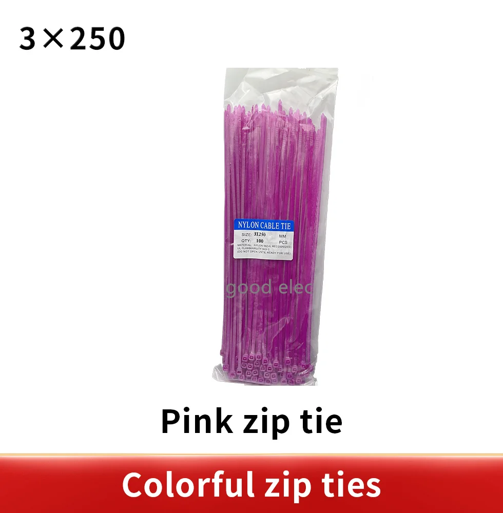 100pcs  3* 250mm Self-locking nylon cable ties color optional / plastic cable straps o