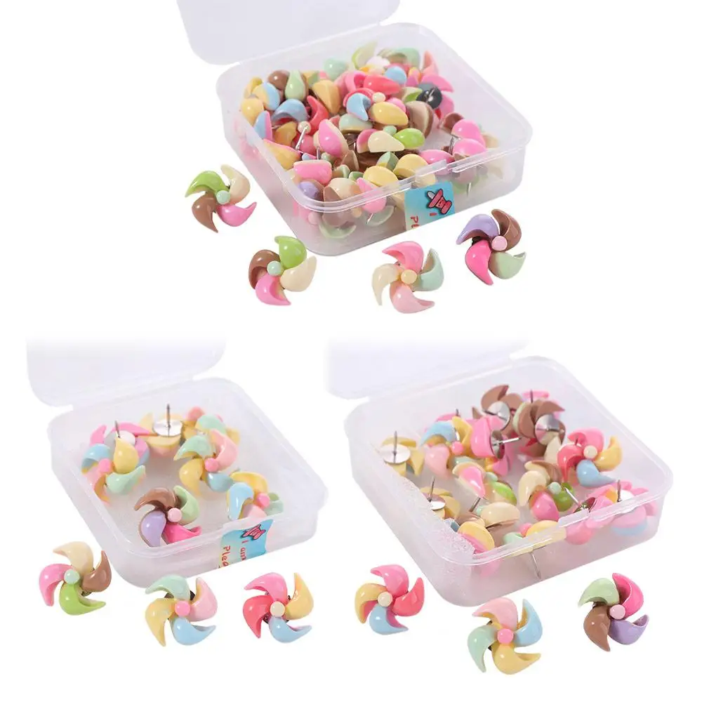 

10/20/30Pcs Home Decoration Creative Windmill-Shaped Pushpins DIY Reusable Board Push Pin with Box Cute Thumb Tacks Corkboard