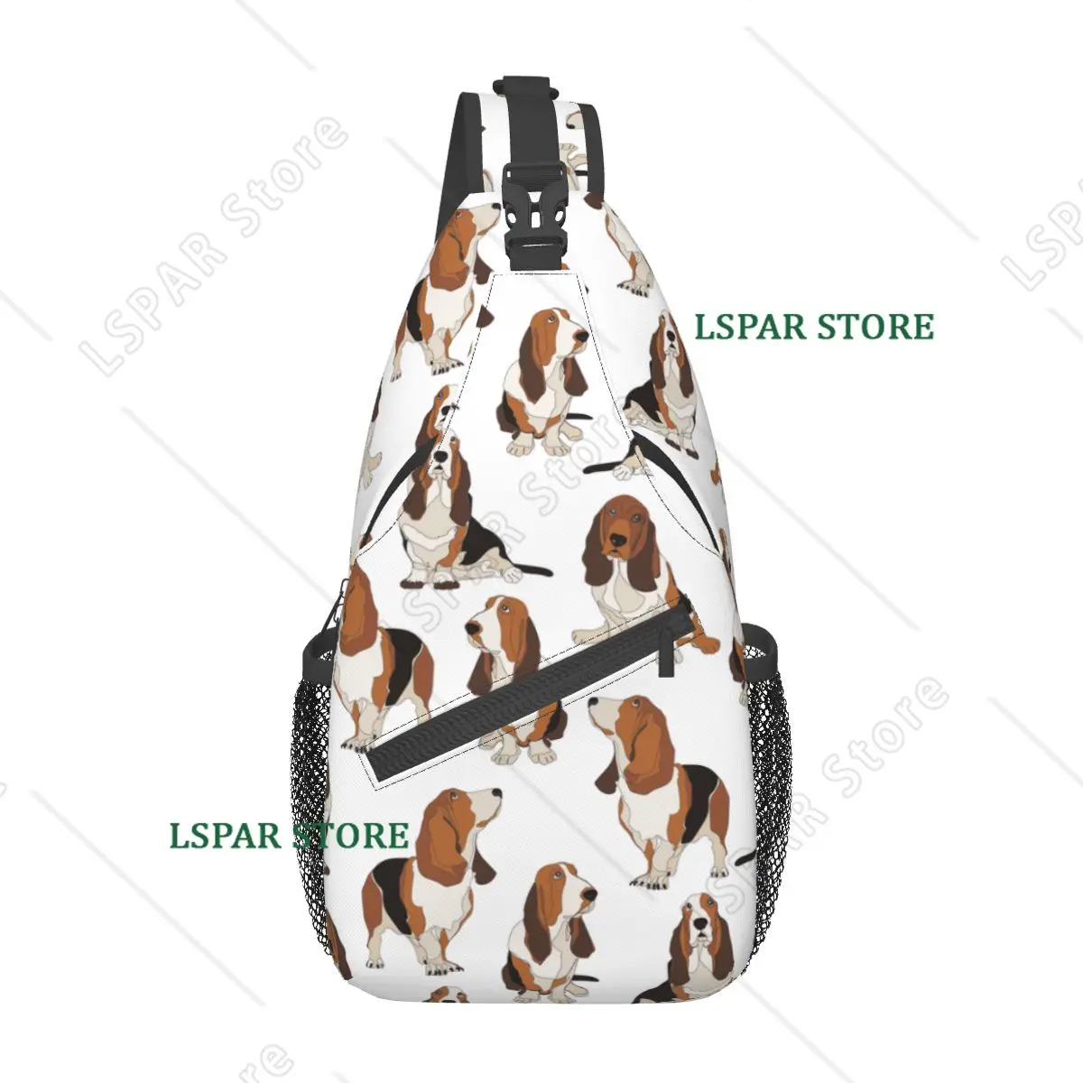 Basset Hound Dogs Crossbody Sling Bags Cool Chest Bag Shoulder Backpack Daypack for Travel Hiking Camping Satchel