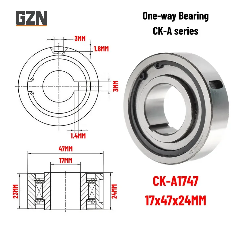 1PCS CK-A1747 17X47X24MM One Way Clutch Bearing Overrunning Clutch CK-A Series Sprag Type One Way Freewheel Clutch Bearing