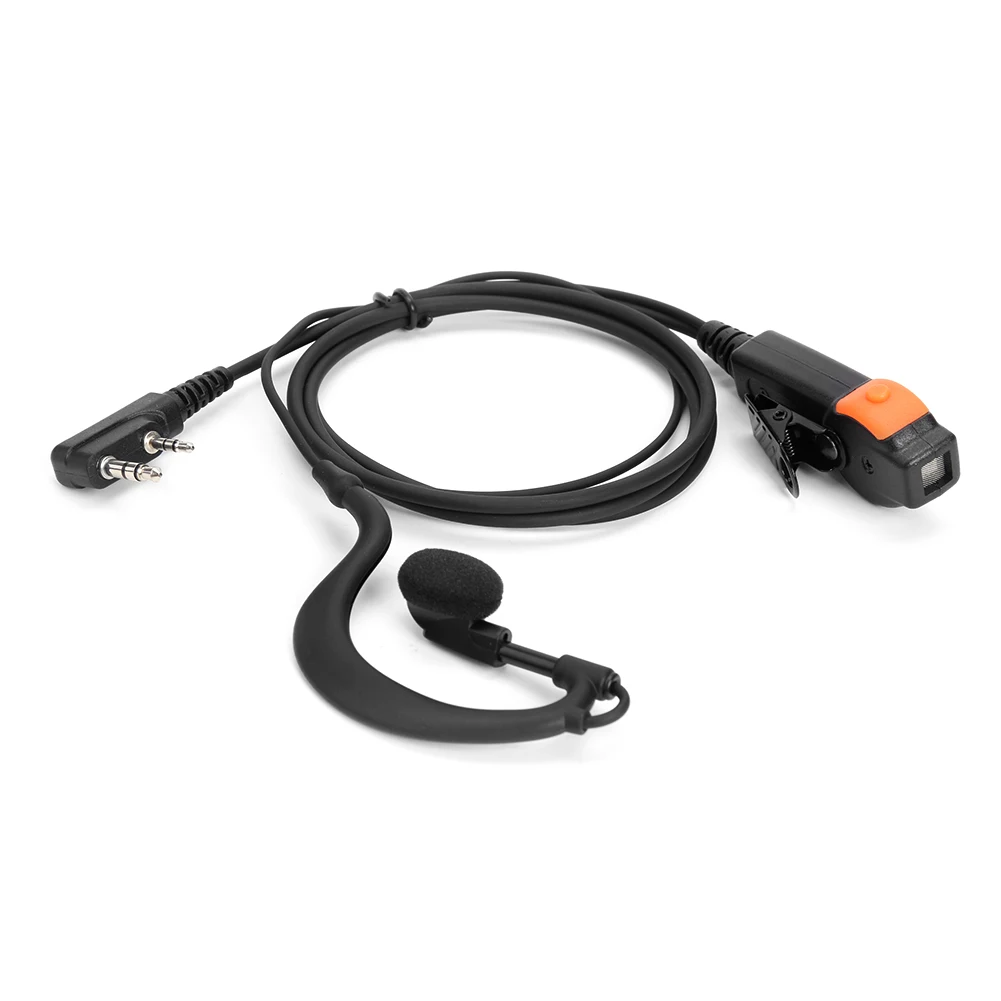 2 Pin Walkie Talkie Headset Earphones K-Plug PU Wired Earhook Earpiece Dual PTT with Microphone for Kenwood for baofeng 888S TYT