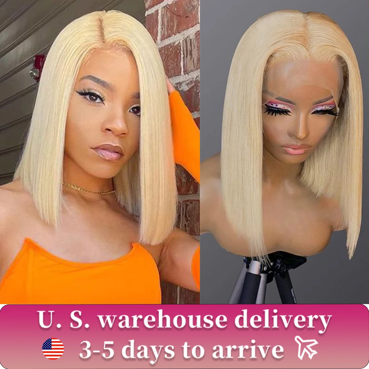 

Short Bob Wig 613 Honey Blonde Color Straight Bob Wig 13x4 Transparent Lace Front Human Hair Wig 6x6 Lace Closure Wigs Cheap Wi