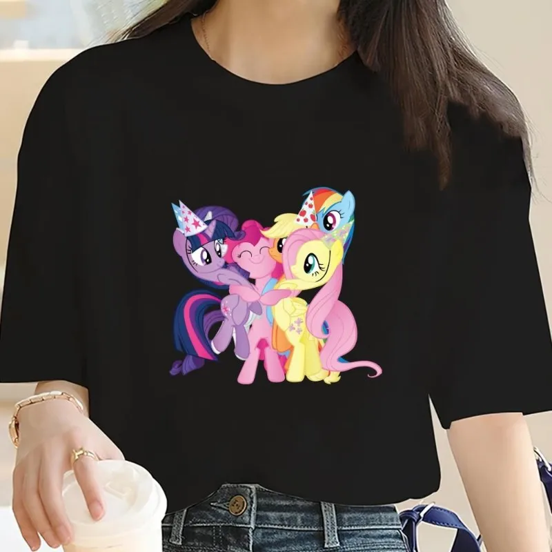 Cartoon My L-Little P-Pony Lovely T Shirt Men Couple Combination Women Clothes Short Sleeve Collar Fashion Cotto