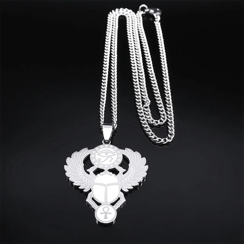 سكراب عين حورس عنخ قلادة الفولاذ المقاوم للصدأ للنساء المصريين القدماء آلهة مفتاح الحياة القلائد مجوهرات هدايا N2336S03 #2