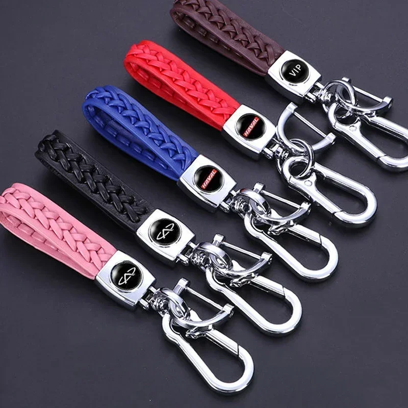 Leather Braided Rope KeyRing Car Keychain Holder for Skoda Logo VRS Octavia Superb Fabia Rapid Yeti Kodiaq Kamiq Karoq SCALA