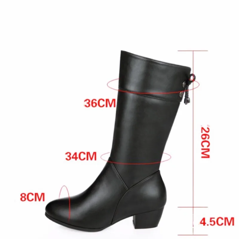 

Women Mid Calf Boots High Quality Leather Boot Fashion Outdoor Casual Cotton Boot Plush Warm Winter Boots for Women Snow Booties