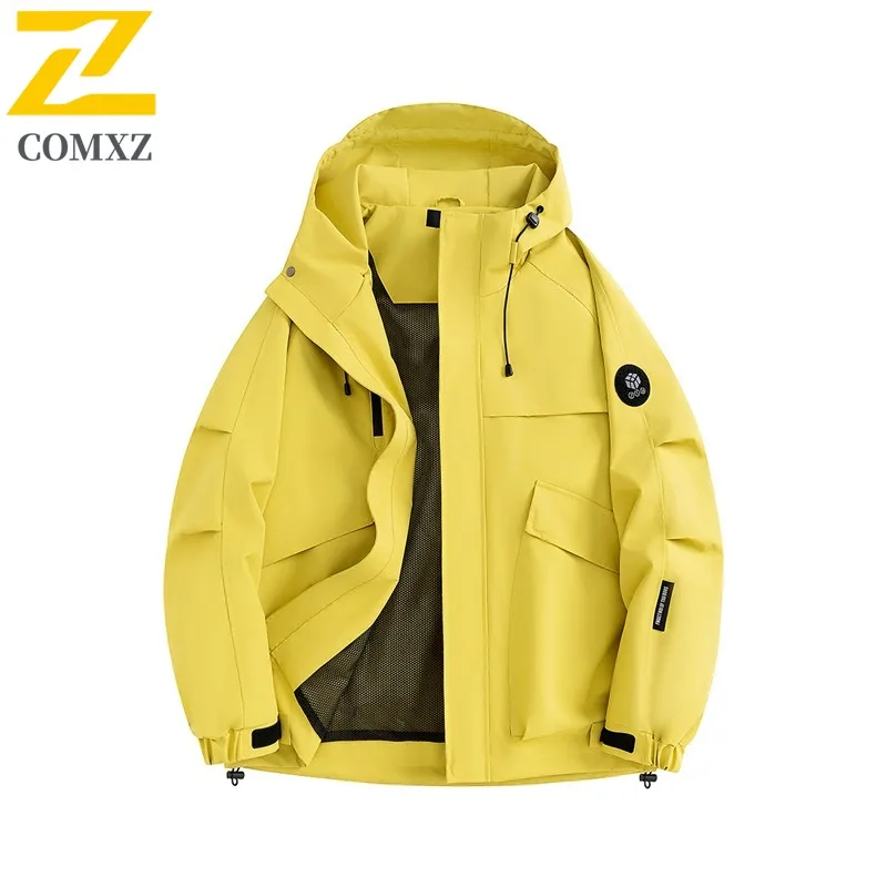 

COMXZ Mens Jacket Hooded Outdoor Adventure Multi Functional Coat Casual Solid Color Hiking Lightweight Autumn Motorcycle Jacket