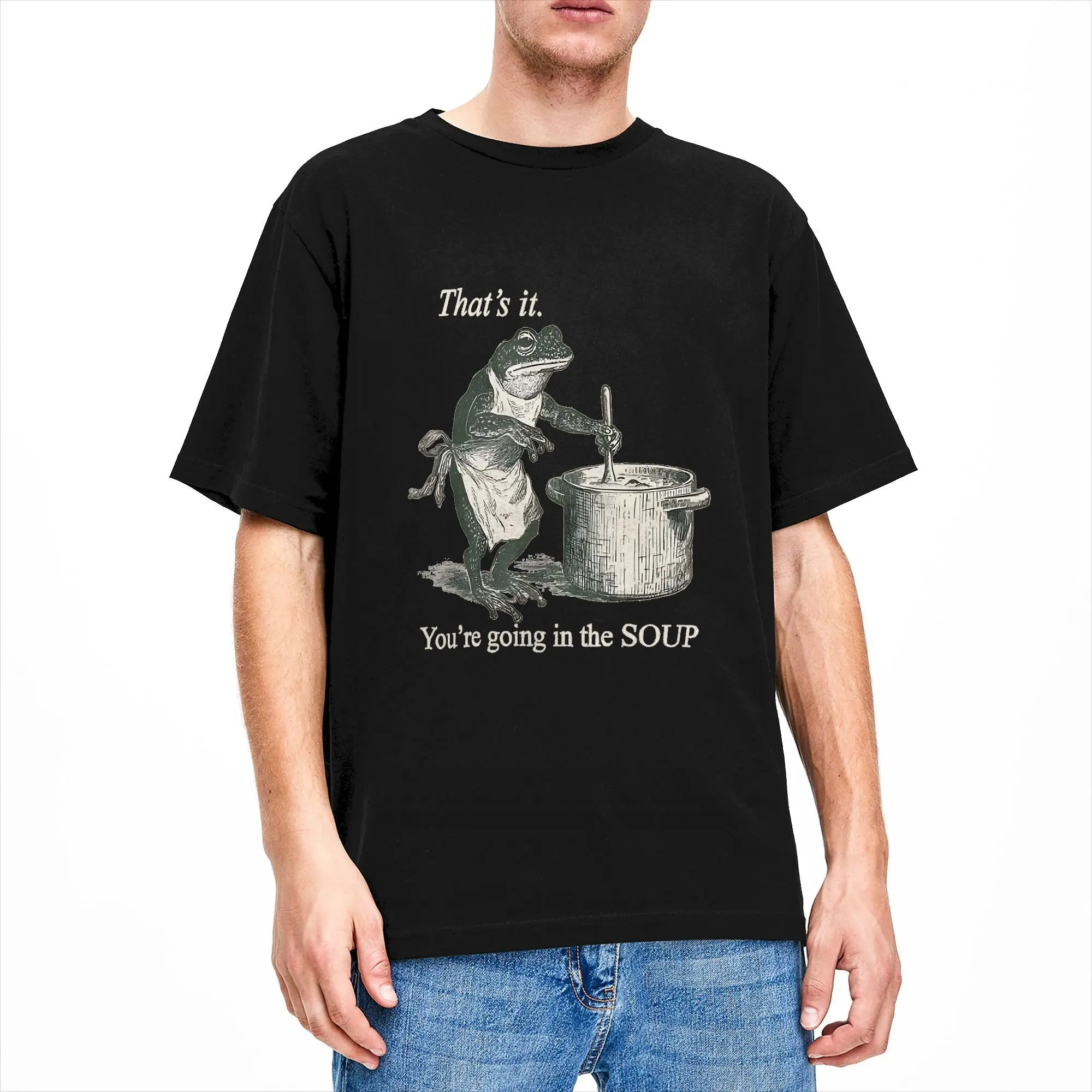 Vintage Frog That‘s It You’re Going in The Soup Funny T Shirt Beach  Harajuku T-Shirts Cotton O-Neck Plus Size Clothes