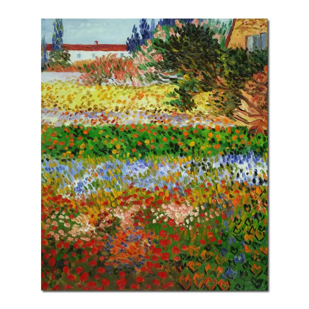 

Kitchen Decor Canvas Art Handmade Vincent Van Gogh Paintings Flowering Garden with Path Impressionist Landscape High Quality