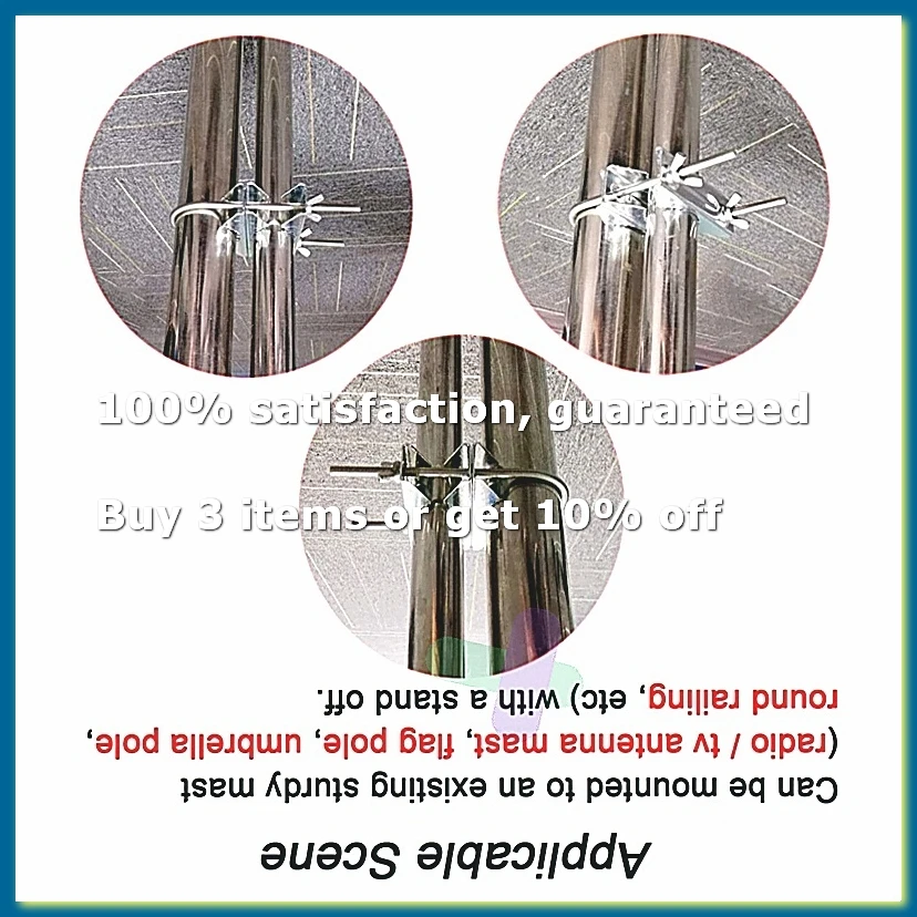 ●Double Antenna Mast Clamp V Jaw Block with U Bolts Heavy Duty Anti-Rust Mast to Mast Mount Bracket Kit for TV,CB(3 Set)