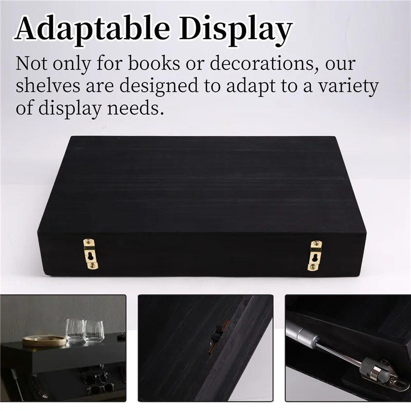 AA76-Secret Compartment Shelf In Black, Flip Wall Bookshelf For Modern Decorating Needs