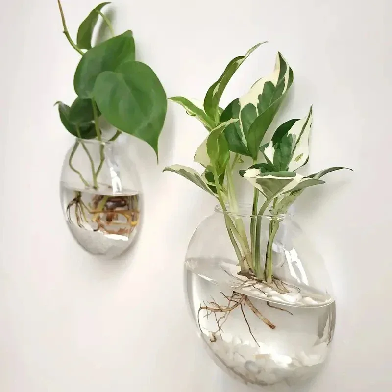 2/4/6er-Pack Wandbehang aus Glasterrarium – selbstbewässernde Hydrokultur-Pflanzgefäße für die Heim- und Bürodekoration, handgefertigte runde Kristallvase – Detail 2