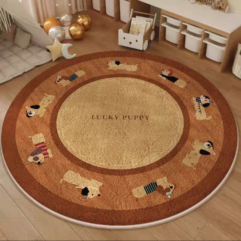 

Round "Lucky Puppy" Carpet. Adorable puppy designs in various outfits. Soft and cozy, perfect for kids' rooms