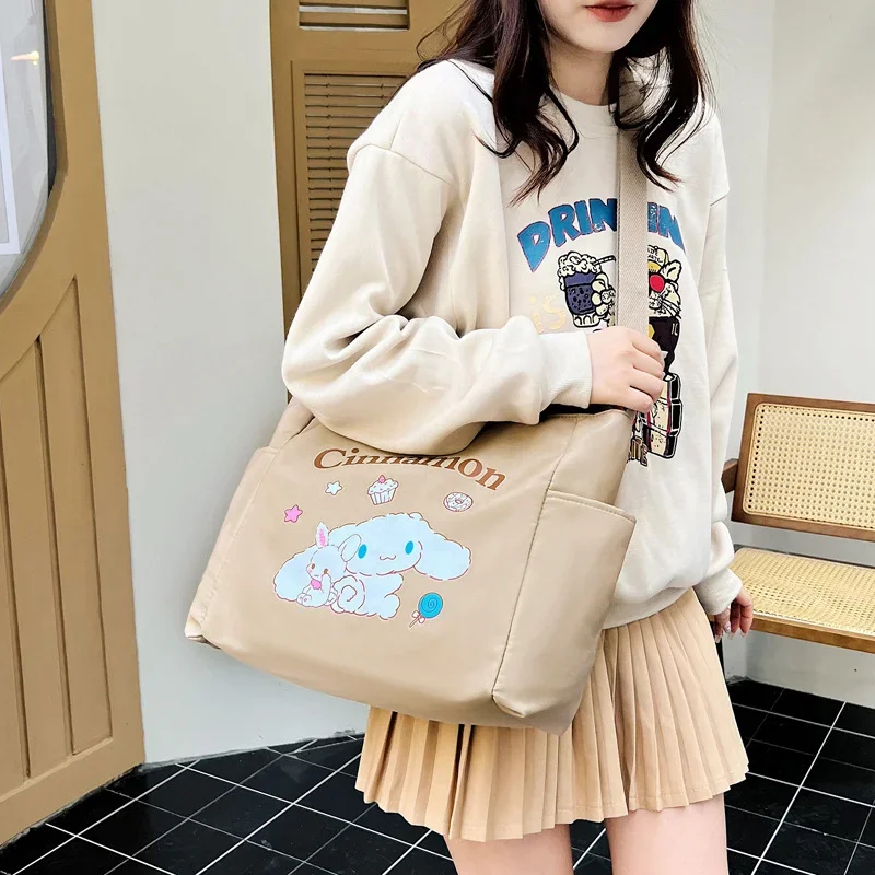 Sanrio jade cinnamon dog cute cartoon backpack fresh and simple printing large capacity shoulder crossbody tote bag