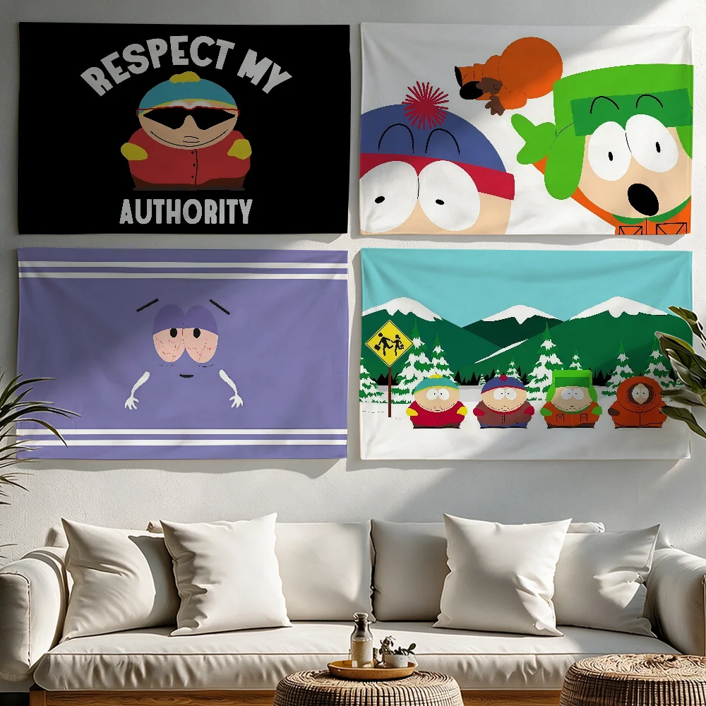 S-South Park Fun Respect My Authority flag Tapestries Outdoor Parties Bedrooms Living Rooms Dorm Rooms Wall Decor Banners Gifts