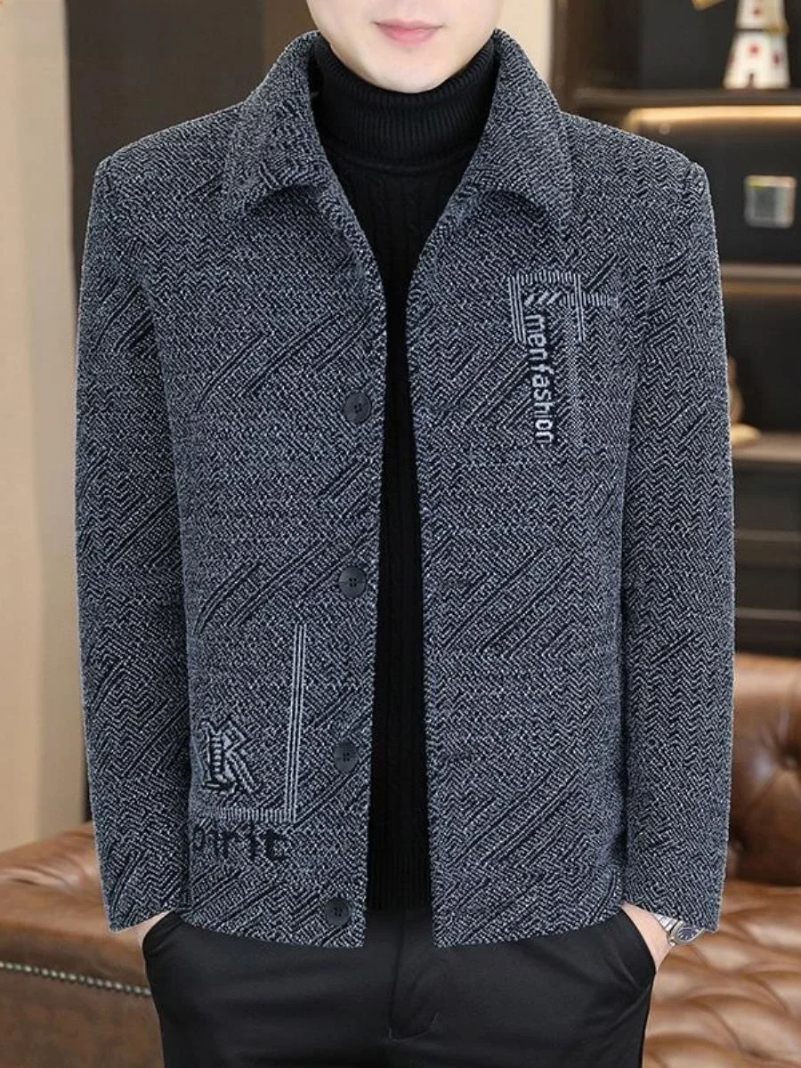 

Double-Faced Woolen ort Coat for Men Casual Versatile Spring Autumn New Sle Woven Lapel High End Men's Faion Outerwear