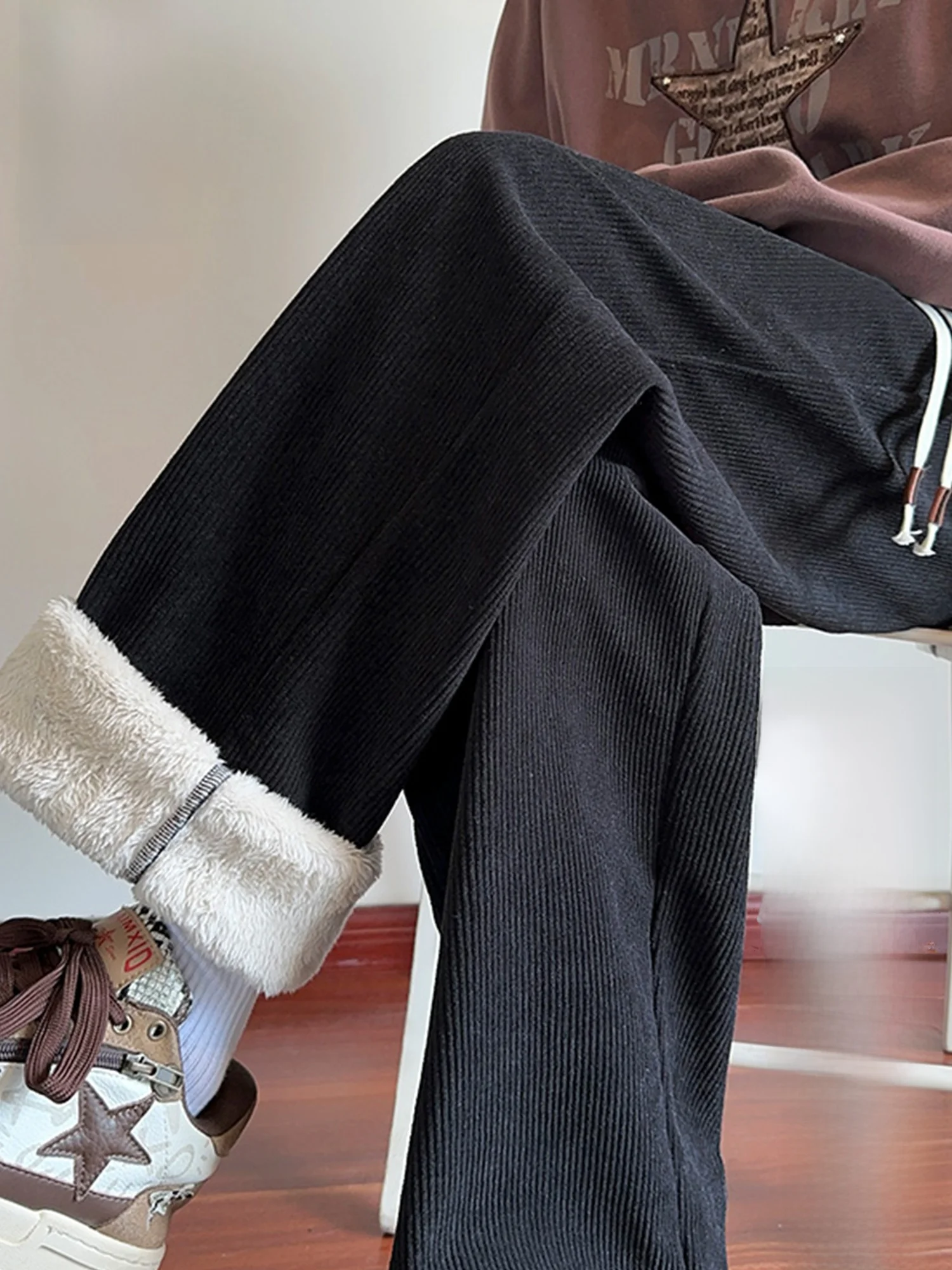 

Мужские повседневные брюки PaulFrank, универсальные вельветовые свободные брюки с широкими штанинами, зимние модные удобные теплые прямые брюки