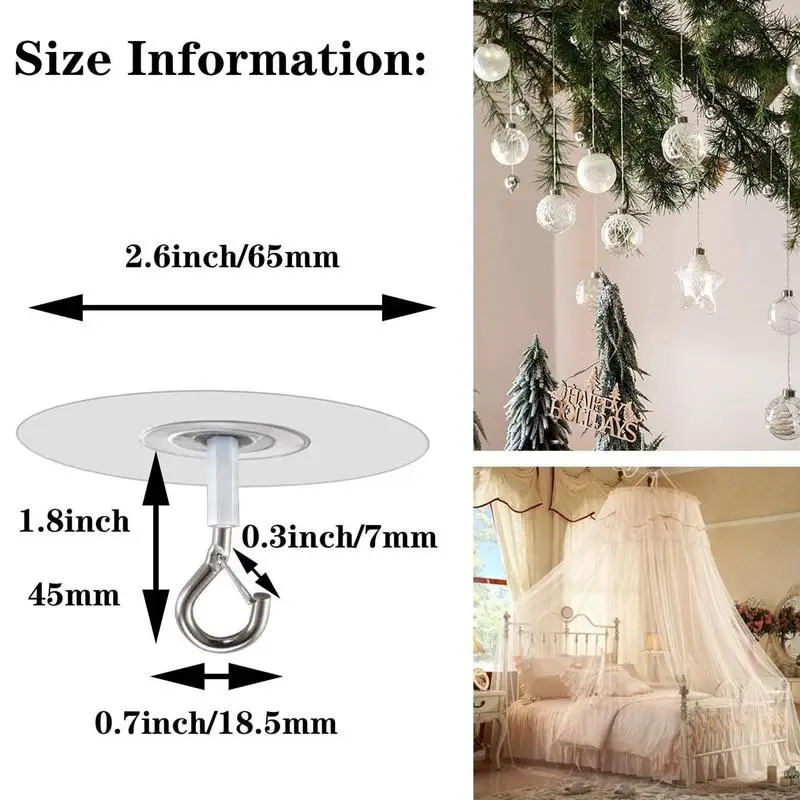 Metal Self Adhesive Stick Ceiling Hook Heavy Duty With No Drilling Home Decoration Gadget For Plants Wind Chimes Accessories