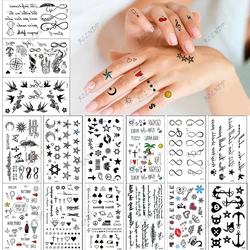 Waterproof Temporary Tattoo Sticker English Letter Star Moon Anchor Fly Bird Fake Tatto Flash Tatoo finger Tato for Girl Women