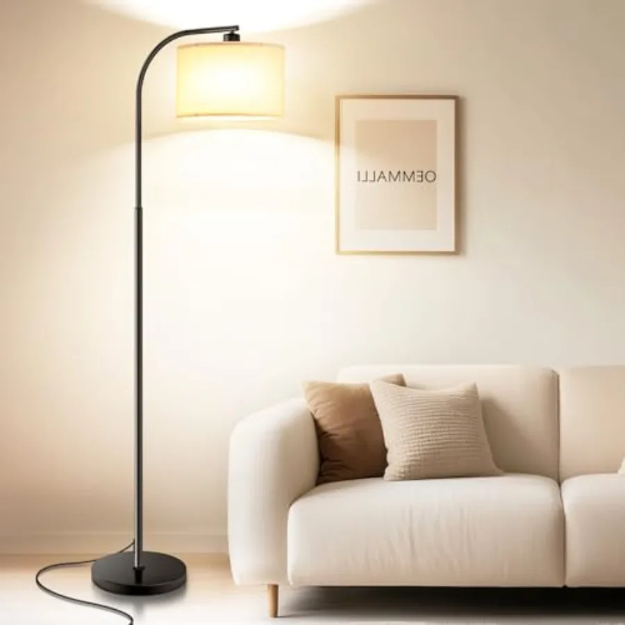

Floor Lamp for Living Room, Tall Standing Lamps Dimmable, Modern Floor Light with LED Bulb, 3 Color Temperatures, Fabric Shades