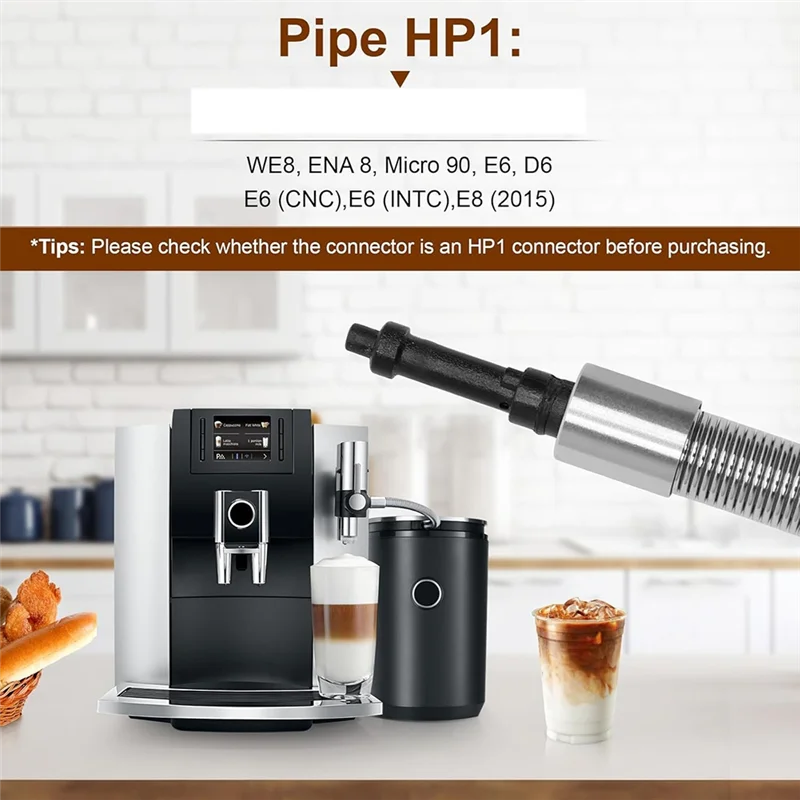غلاف أنابيب الحليب من الفولاذ المقاوم للصدأ M04K مع محول HP1 لموديلات ماكينة القهوة Jura: WE8، ENA 8، Micro 90، E6، D6
